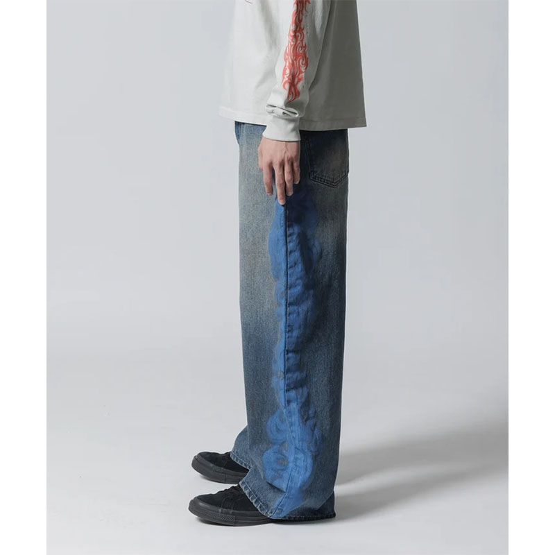 F-LAGSTUF-F(フラグスタフ)/ 5POCKET TRIBAL FIRE DENIM BAGGY TROUSER -INDIGO-