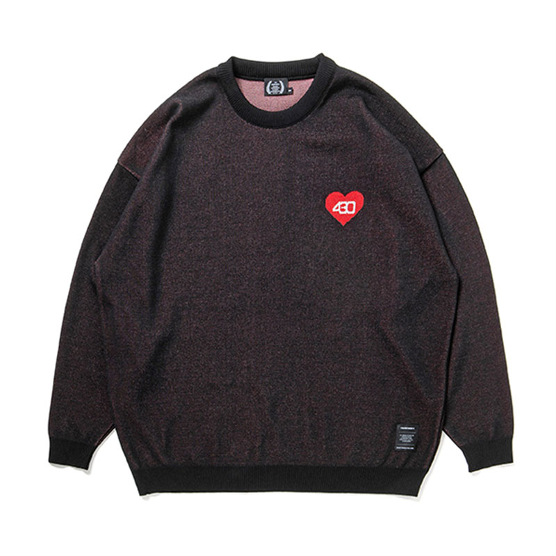 430(フォーサーティー)/ "HEARTS" SWEATER -BLACK-