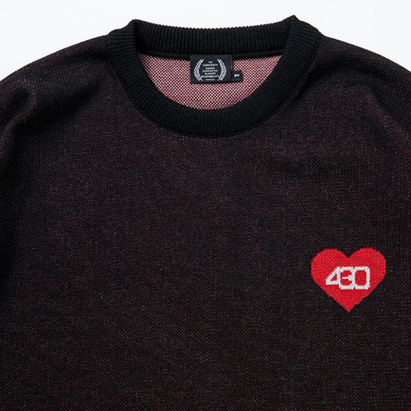 430(フォーサーティー)/ "HEARTS" SWEATER -BLACK-