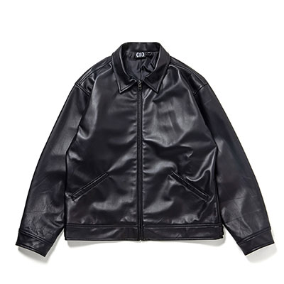 430(フォーサーティー)/ LEATHER TRACKER JACKET -BLACK-