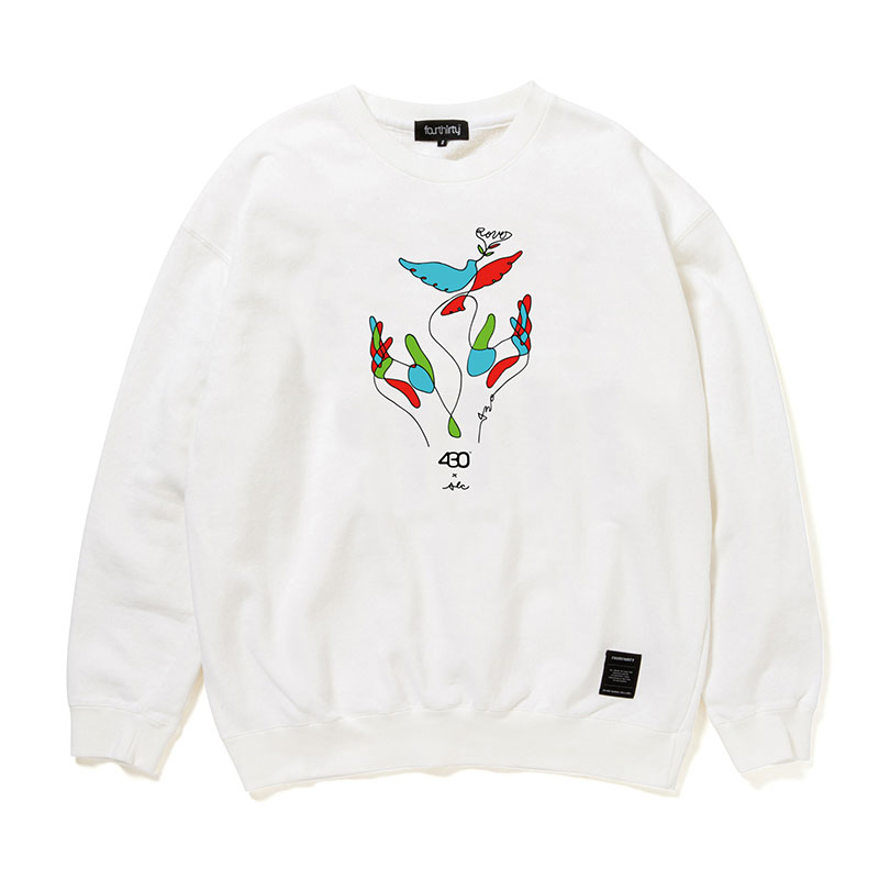 430(フォーサーティー)/ AF “LINES TAKE FLIGHT” C/N SWEAT -2.COLOR-(WHITE)