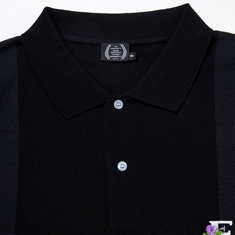 430(フォーサーティー)/ S/S BC KNIT POLO -BLACK-