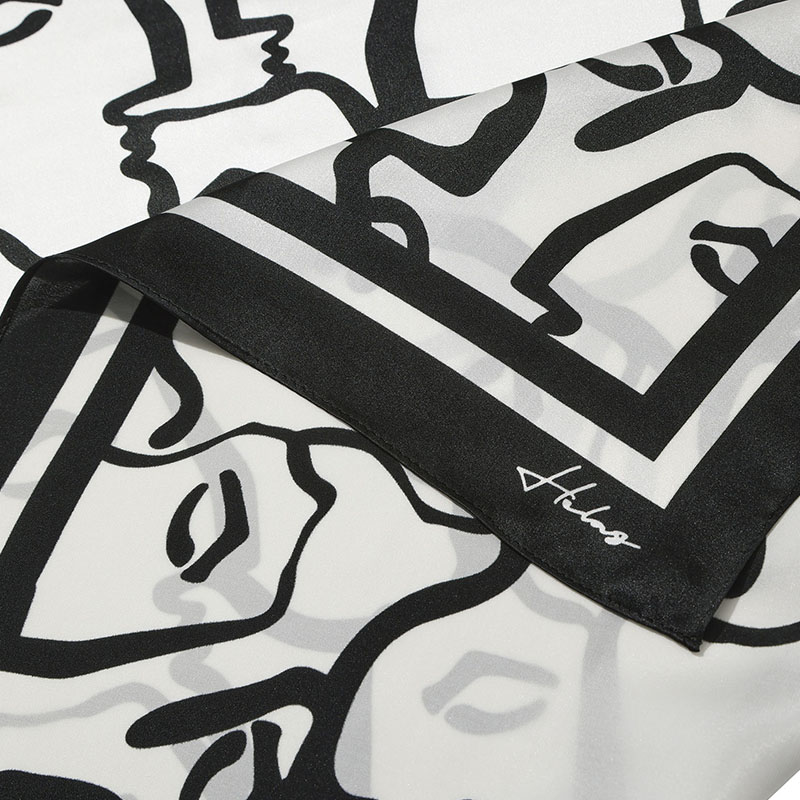 HELAS(ヘラス)/ DIEUX GRECS SILK SCARF -WHITE/BLACK-
