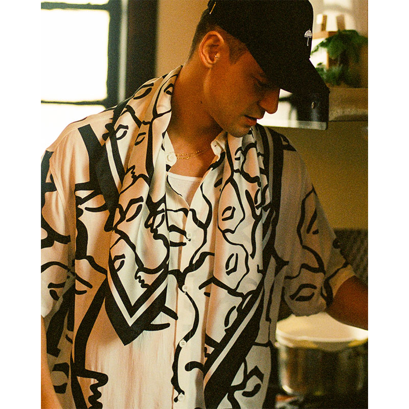 HELAS(ヘラス)/ DIEUX GRECS SILK SCARF -WHITE/BLACK-