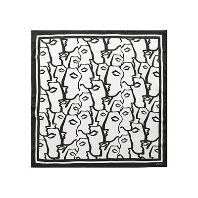 HELAS(ヘラス)/ DIEUX GRECS SILK SCARF -WHITE/BLACK-