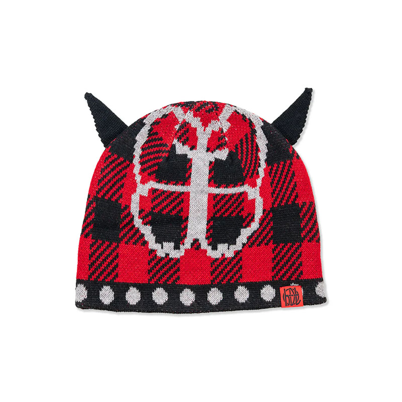 Hoddle Skateboards（ホドル）/ BUTTERFLY HORN BEANIE -RED-