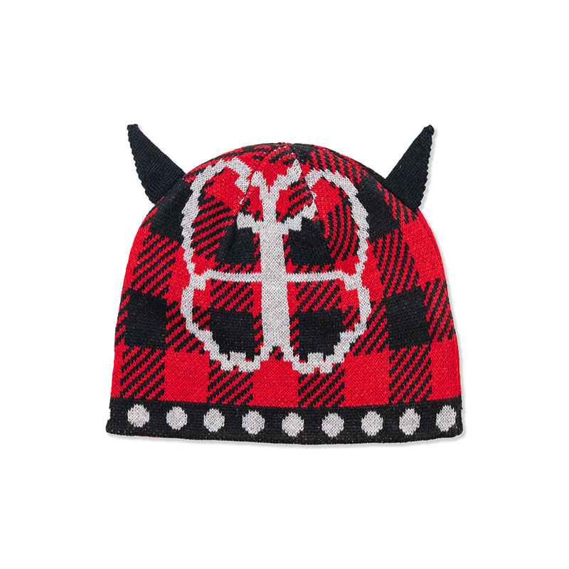 Hoddle Skateboards（ホドル）/ BUTTERFLY HORN BEANIE -RED-