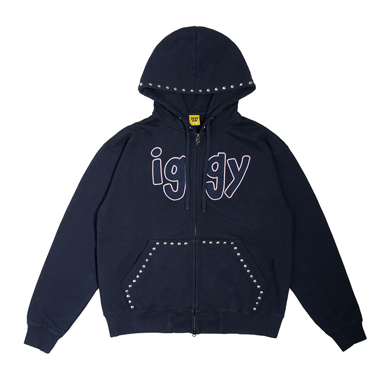 iggy(イギー)/ GARMENT DYE STUDDED HOODIE (iggy/E.S.P. Capsule Collection) -NAVY-