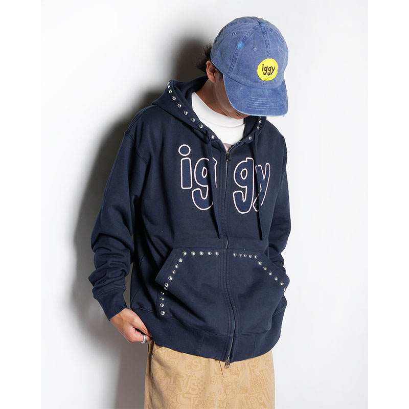 iggy(イギー)/ GARMENT DYE STUDDED HOODIE (iggy/E.S.P. Capsule Collection) -NAVY-