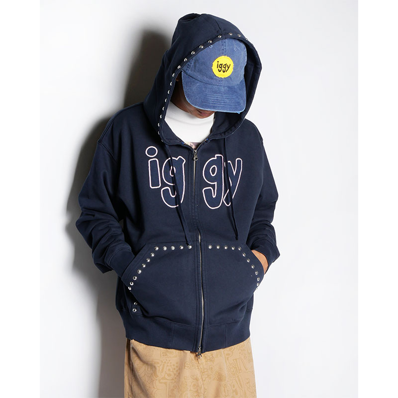 iggy(イギー)/ GARMENT DYE STUDDED HOODIE (iggy/E.S.P. Capsule Collection) -NAVY-