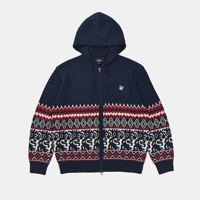 LABROS(ラブロス)/ TRIBAL HOODED ZIP SWEATER -2.COLOR-(NAVY)