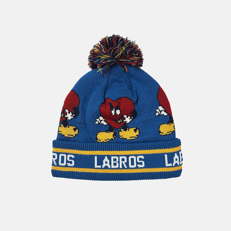 LABROS(ラブロス)/ HEARTIE POM BEANIE -3.COLOR-(BLUE)