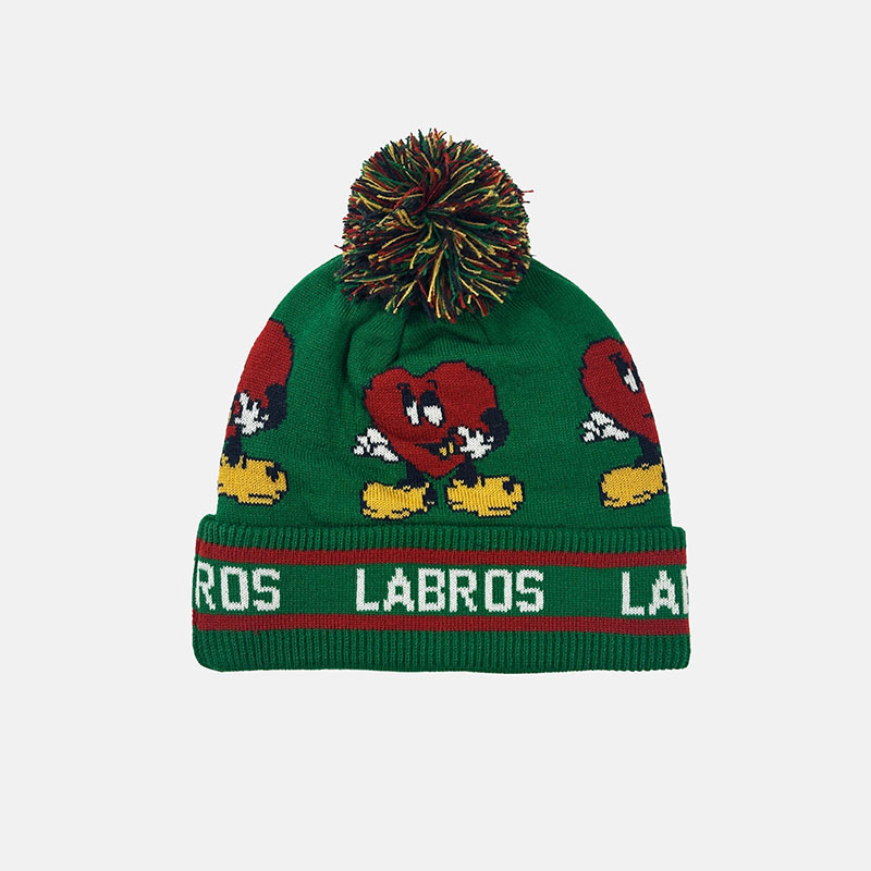 LABROS(ラブロス)/ HEARTIE POM BEANIE -3.COLOR-(GREEN)