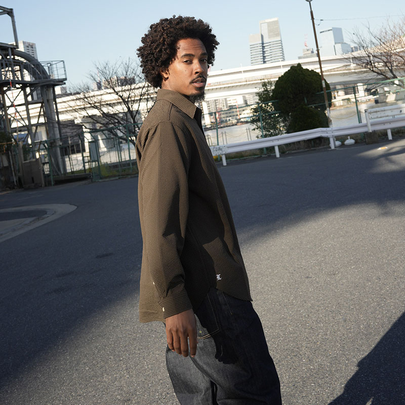 LFYT(エルエフワイティー)/ SEERSUCKER BIG SHIRT -BROWN-