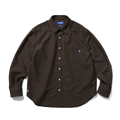 LFYT(エルエフワイティー)/ SEERSUCKER BIG SHIRT -BROWN-