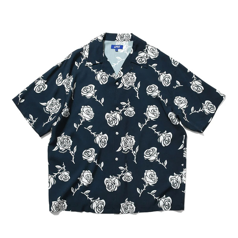 LFYT(エルエフワイティー)/ ROSE OPEN COLLAR SHIRT -NAVY-