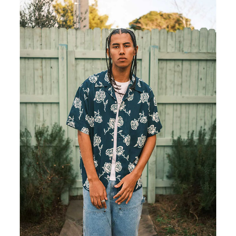 LFYT(エルエフワイティー)/ ROSE OPEN COLLAR SHIRT -NAVY-