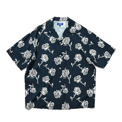 LFYT(エルエフワイティー)/ ROSE OPEN COLLAR SHIRT -NAVY-
