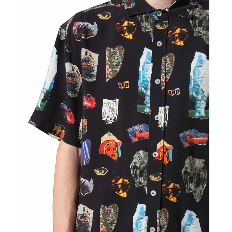 Poetic Collective(ポエティックコレクティブ)/ And Collage Short Sleeve Shirt -BLACK-