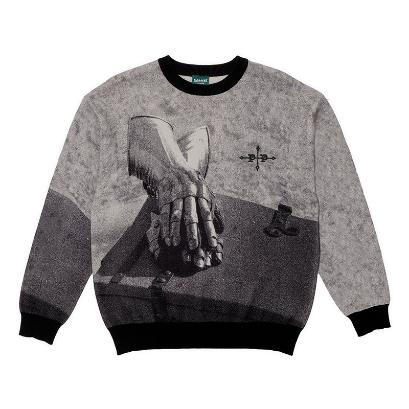 PASS PORT(パスポート)/ Gauntlets Knit Sweater -BLACK-