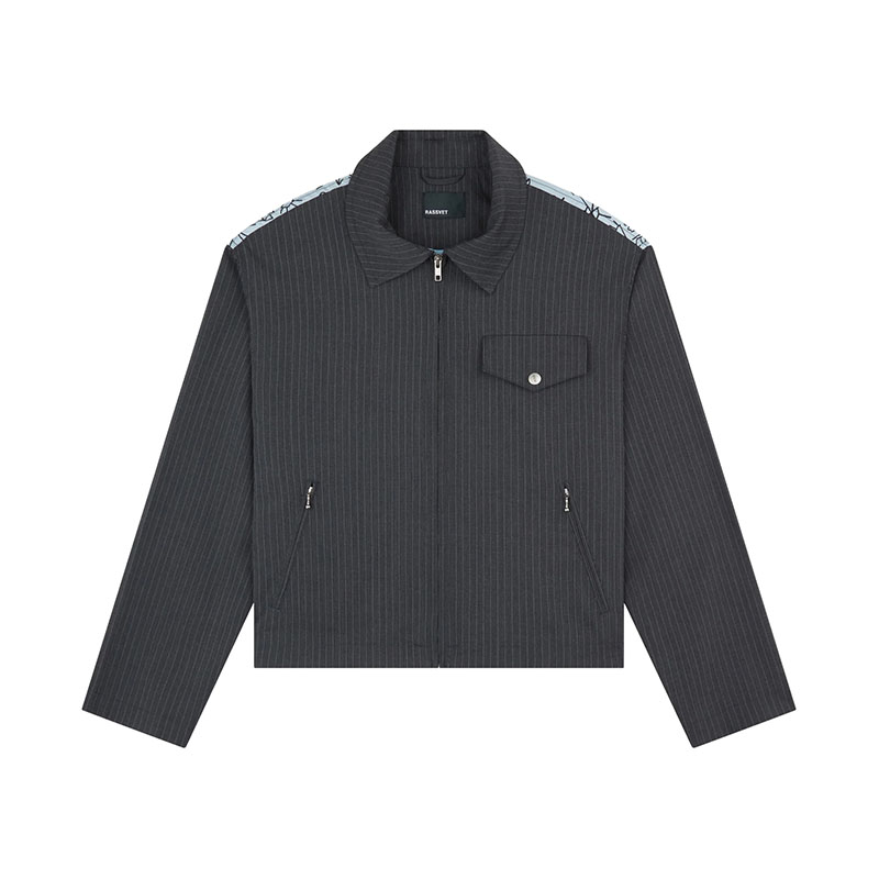 RASSVET(ラスベート)/ PINSTRIPE SCRIBBLE SNAP JACKET -GREY-