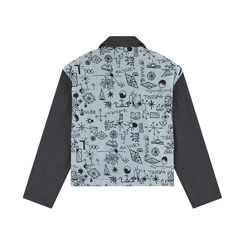 RASSVET(ラスベート)/ PINSTRIPE SCRIBBLE SNAP JACKET -GREY-