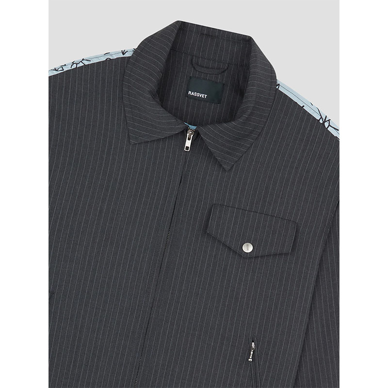 RASSVET(ラスベート)/ PINSTRIPE SCRIBBLE SNAP JACKET -GREY-