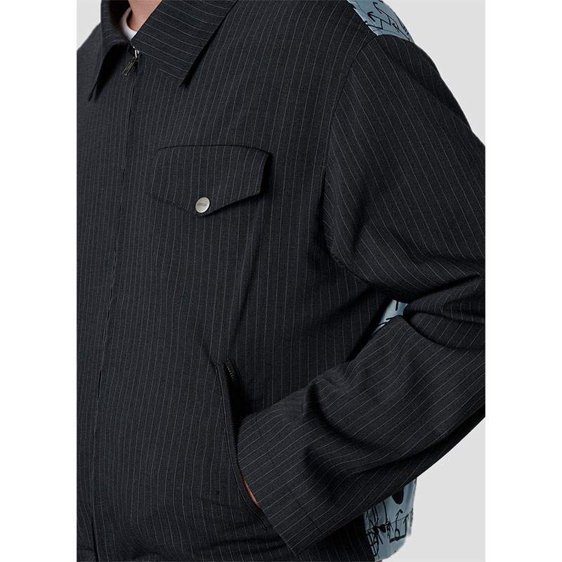 RASSVET(ラスベート)/ PINSTRIPE SCRIBBLE SNAP JACKET -GREY-