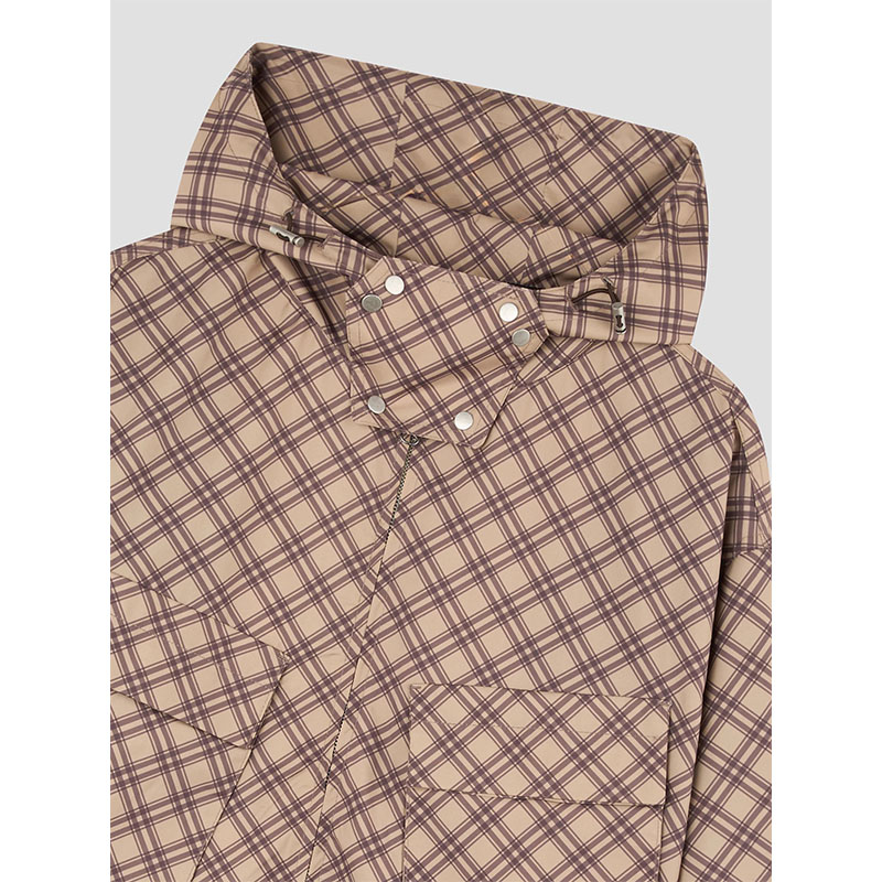RASSVET(ラスベート)/ POLY TARTAN HOODED JACKET -BROWN-