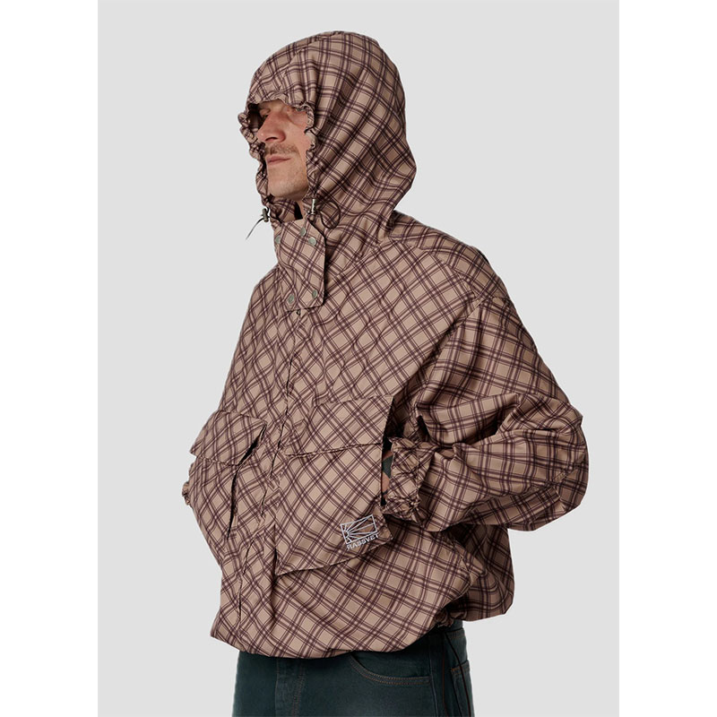 RASSVET(ラスベート)/ POLY TARTAN HOODED JACKET -BROWN-