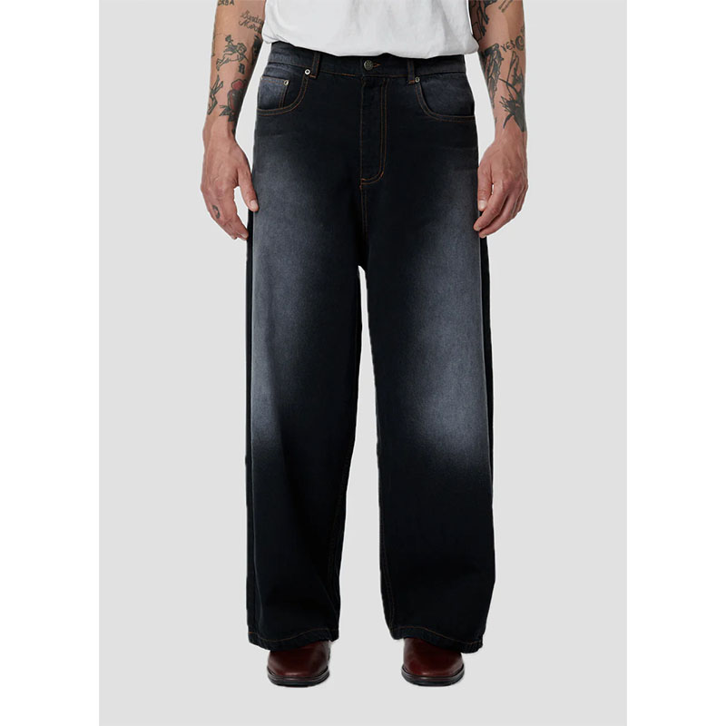 RASSVET(ラスベート)/ SUN DYED EXTRA BAGGY DENIM PANTS -BLACK-