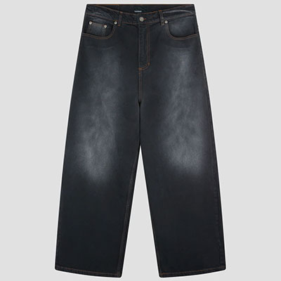 RASSVET(ラスベート)/ SUN DYED EXTRA BAGGY DENIM PANTS -BLACK-