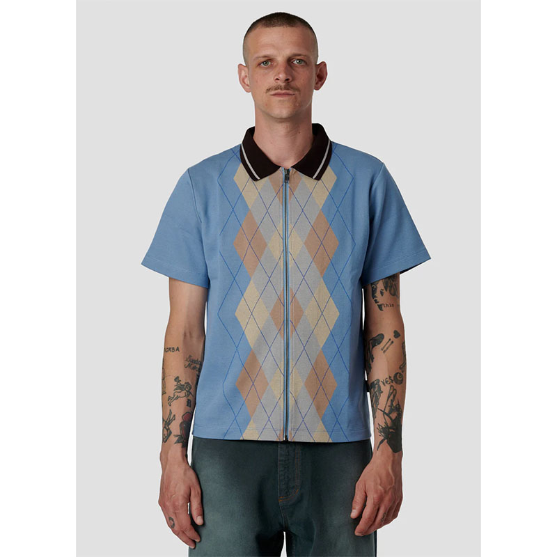 RASSVET(ラスベート)/ ARGYLE ZIP POLO -BLUE-