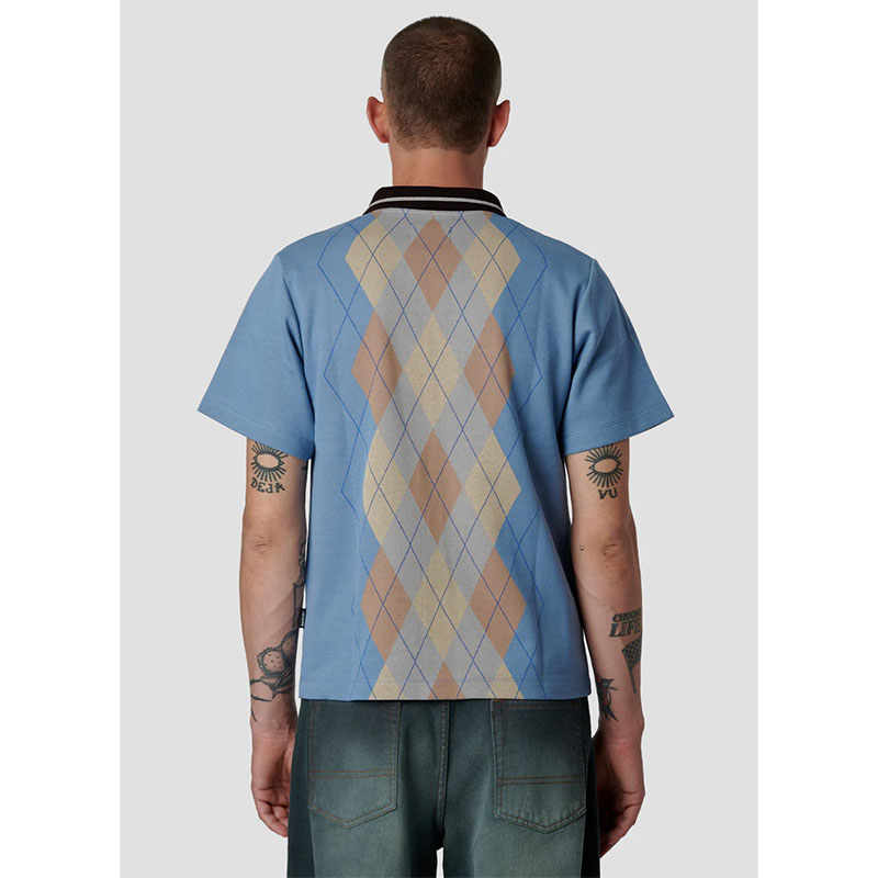 RASSVET(ラスベート)/ ARGYLE ZIP POLO -BLUE-