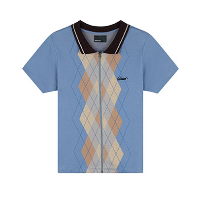 RASSVET(ラスベート)/ ARGYLE ZIP POLO -BLUE-