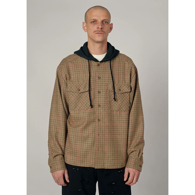 RASSVET(ラスベート)/ HOODED WOOL COMBO OVERSHIRT -BROWN-