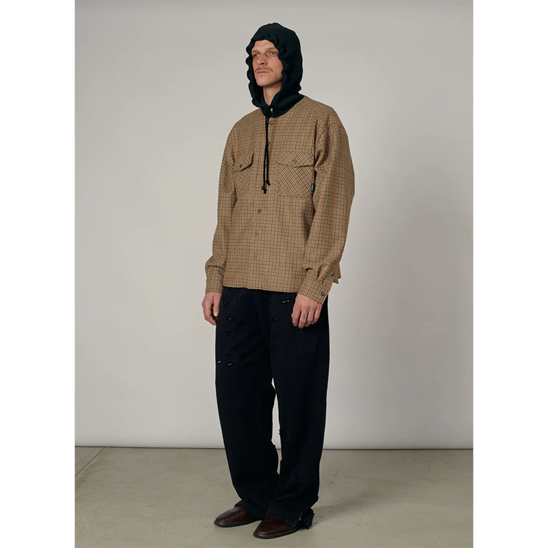 RASSVET(ラスベート)/ HOODED WOOL COMBO OVERSHIRT -BROWN-