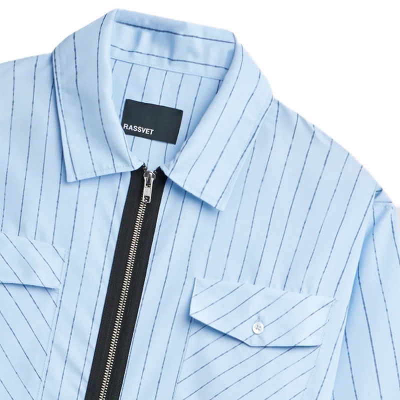 RASSVET(ラスベート)/ STRIPE LOOSE ZIP SHIRT -BLUE-