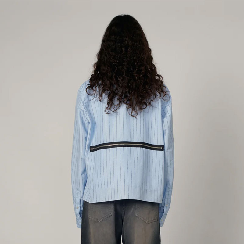 RASSVET(ラスベート)/ STRIPE LOOSE ZIP SHIRT -BLUE-