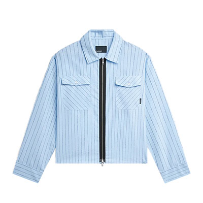RASSVET(ラスベート)/ STRIPE LOOSE ZIP SHIRT -BLUE-