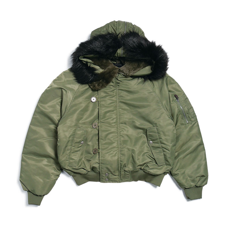 RASSVET(ラスベート)/ HOODED N-2B BOMBER JACKET -GREEN-