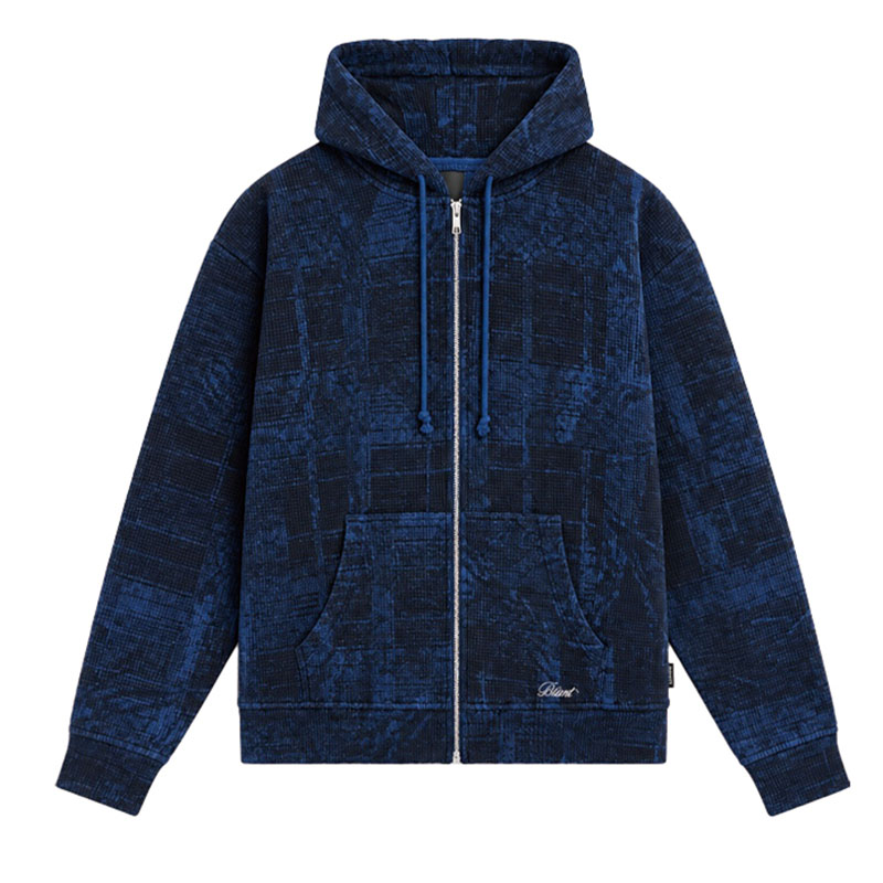 RASSVET(ラスベート)/ CONCEALED WASHED WAFFLE THERMAL ZIP HOODIE -BLUE-
