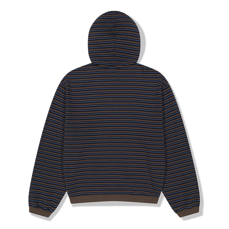 WKNDRS(ウィーケンダーズ)/ WAFFLE STRIPE ZIP-UP HOODIE -BROWN-