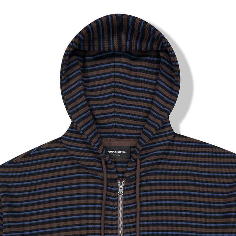 WKNDRS(ウィーケンダーズ)/ WAFFLE STRIPE ZIP-UP HOODIE -BROWN-