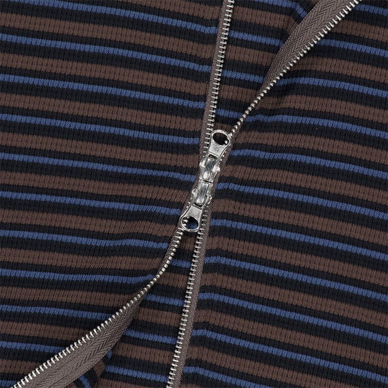 WKNDRS(ウィーケンダーズ)/ WAFFLE STRIPE ZIP-UP HOODIE -BROWN-