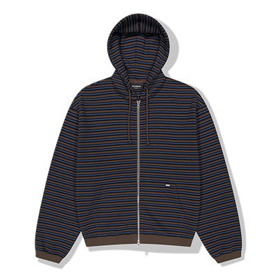 WKNDRS(ウィーケンダーズ)/ WAFFLE STRIPE ZIP-UP HOODIE -BROWN-