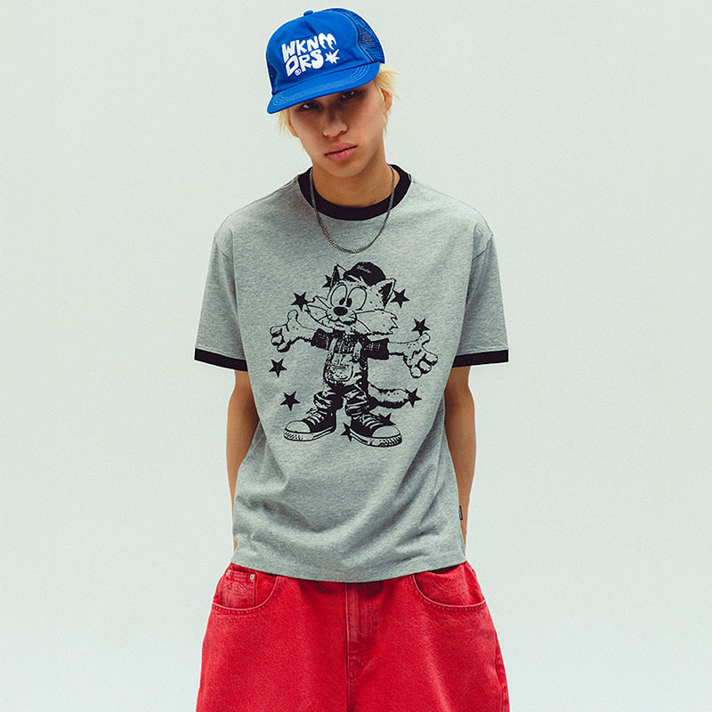 WKNDRS(ウィーケンダーズ)/ CAT RINGER T-SHIRT -2.COLOR-