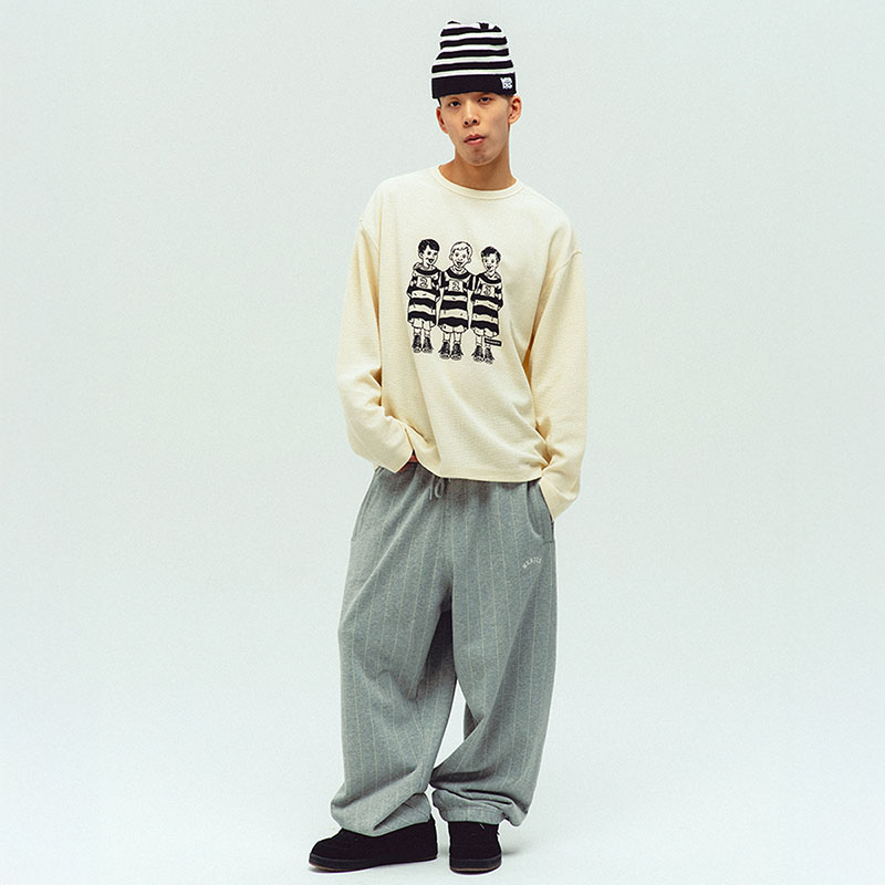 WKNDRS(ウィーケンダーズ)/ STRIPED SWEAT PANTS -GREY-