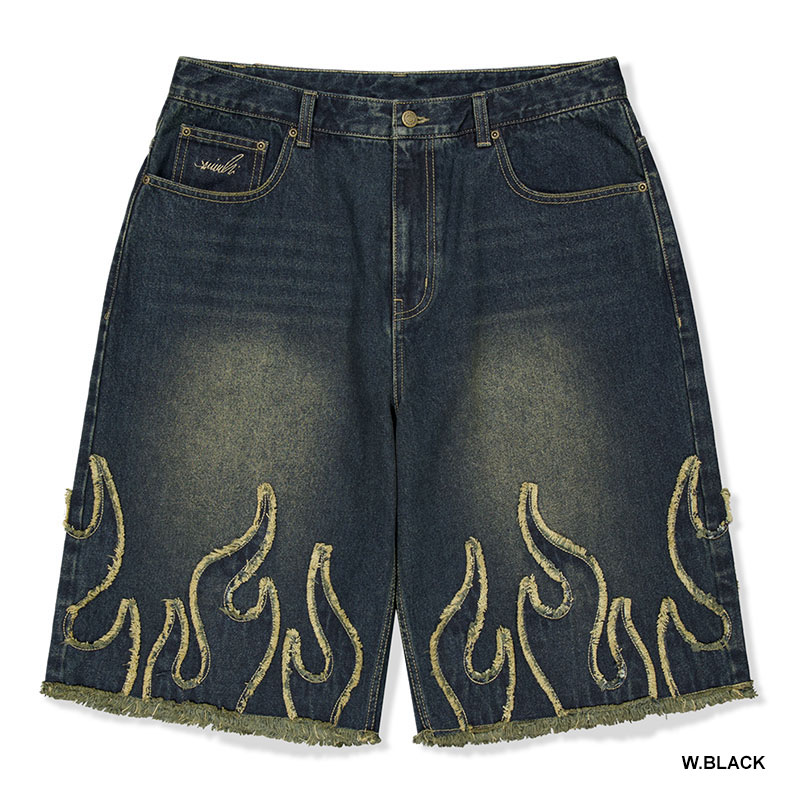 WKNDRS(ウィーケンダーズ)/ FLAME DENIM SHORT -2.COLOR-