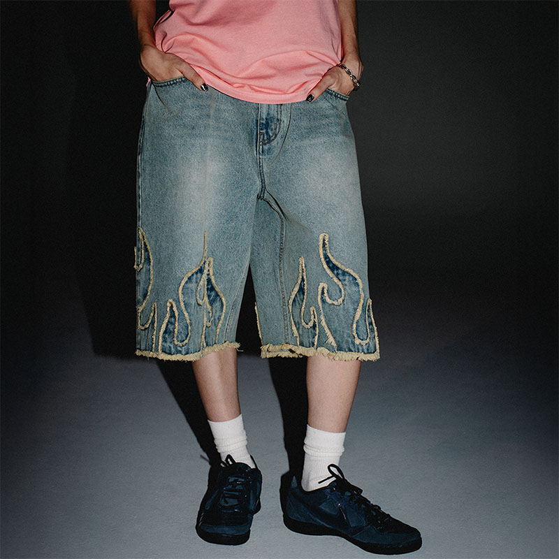 WKNDRS(ウィーケンダーズ)/ FLAME DENIM SHORT -2.COLOR-